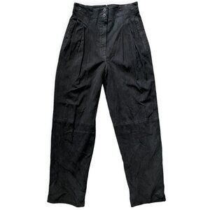Neiman Marcus Suede Leather Women S Pant La Matta Italy Black High Waist Pleated